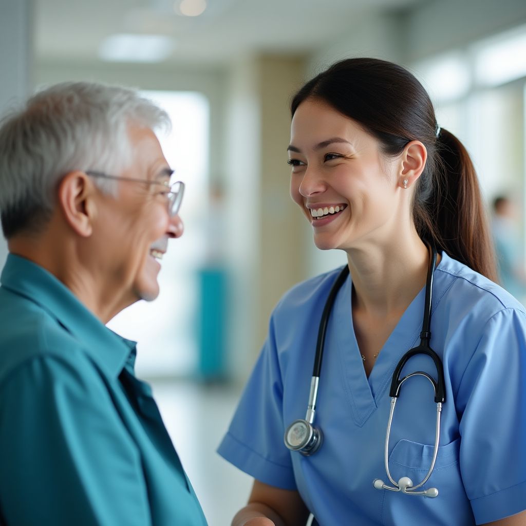 Nurse attending to a patient